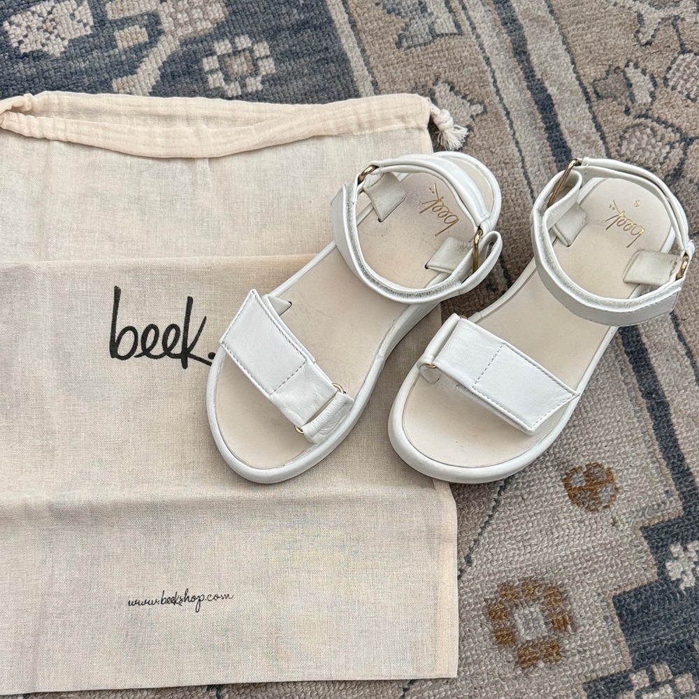 Beek White Leather Platform Sandals size 6